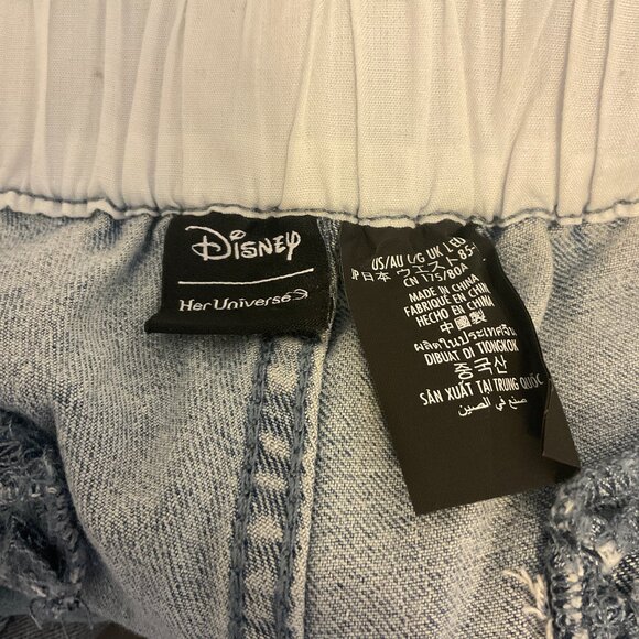 Disney Her Universe Jeans L Blue Paperbag Tie Waist Tapered Leg Minnie Mouse New - Picture 12 of 12